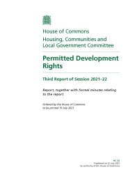Permitted development rights (HC 32 of session 2021-22). Report, together with formal minutes relating to the report