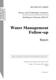 Water management follow-up report (HL Paper 21 of session 2006-07)
