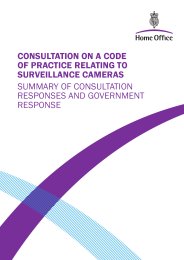 Consultation on a code of practice relating to surveillance cameras: Summary of consultation responses and government response