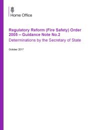 Regulatory reform (fire safety) order 2005 - guidance Note No. 2. Determinations by the Secretary of State