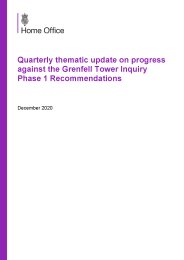 Quarterly thematic update on progress against the Grenfell Tower Inquiry Phase 1 recommendations