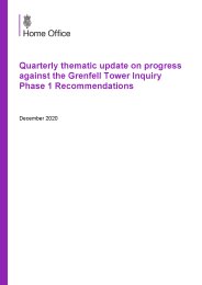 Quarterly thematic update on progress against the Grenfell Tower Inquiry Phase 1 recommendations. December 2020