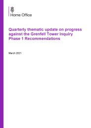 Quarterly thematic update on progress against the Grenfell Tower Inquiry Phase 1 recommendations. March 2021