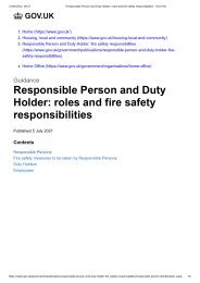 Guidance. Responsible Person and Duty Holder: roles and fire safety responsibilities