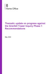Thematic update on progress against the Grenfell Tower Inquiry Phase 1 recommendations, May 2022