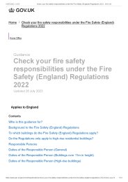 Guidance. Check Your Fire Safety Responsibilities Under The Fire Safety ...