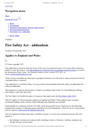 Fire Safety Act - addendum