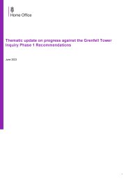 Thematic update on progress against the Grenfell Tower Inquiry Phase 1 recommendations, June 2023