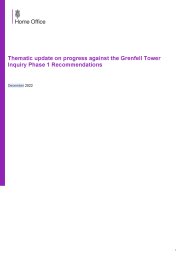 Thematic update on progress against the Grenfell Tower Inquiry Phase 1 recommendations, December 2022