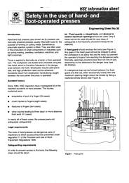 Safety in the use of hand and foot operated presses