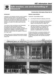 Safe erection, use and dismantling of falsework