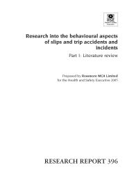 Research into the behavioural aspects of slips and trip accidents and incidents
