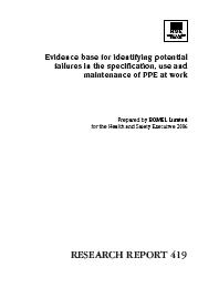 Evidence base for identifying potential failures in the specification, use and maintenance of PPE at work