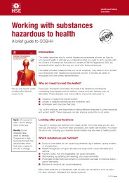Working with substances hazardous to health. A brief guide to COSHH