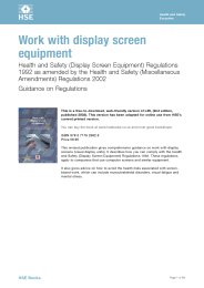 Work with display screen equipment. Health and safety (display screen equipment) regulations 1992 as amended by the Health and safety (miscellaneous amendments) regulations 2002. Guidance on regulations. 2nd edition