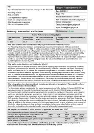 Impact assessment for proposed changes to the RIDDOR reporting system