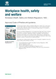 Workplace health, safety and welfare. Workplace (health, safety and welfare) regulations 1992. Approved code of practice and guidance. 2nd edition