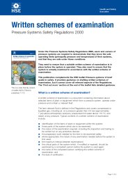 Written schemes of examination. Pressure systems safety regulations 2000