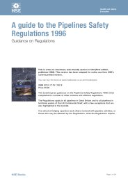Guide to the pipelines safety regulations 1996. Guidance on regulations