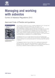 Managing and working with asbestos. Control of asbestos regulations 2012. Approved code of practice and guidance. 2nd edition