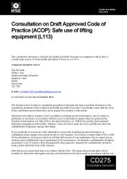 Consultation on draft Approved Code of Practice (ACOP): Safe use of lifting equipment (L113)