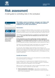 Risk assessment. A brief guide to controlling risks in the workplace