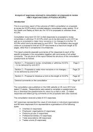 Analysis of responses received to consultation on proposals to review HSE's Approved Codes of Practice (ACOPs)