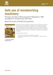 Safe use of woodworking machinery. Provision and use of work equipment regulations 1998 (as applied to woodworking machinery). Approved Code of Practice and guidance. 2nd edition