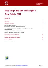 Slips and trips and falls from height in Great Britain, 2014
