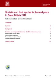Statistics on fatal injuries in the workplace in Great Britain 2016