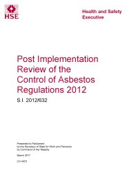 Post implementation review of the Control of asbestos regulations 2012 SI 2012/632