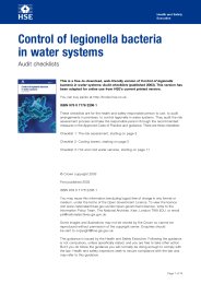 Control of legionella bacteria in water systems - audit checklists