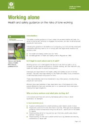 Working alone. Health and safety guidance on the risks of lone working