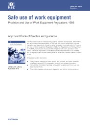 Safe use of work equipment. Provision and Use of Work Equipment Regulations 1998. Approved code of practice and guidance. 4th edition (includes 2018 amendments)