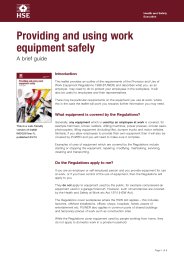 Providing and using work equipment safely - a brief guide