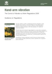 Hand-arm vibration - the Control of Vibration at Work Regulations 2005: guidance on regulations. 2nd edition