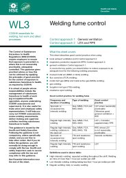 Welding fume control - control approach 1: general ventilation, control approach 2: LEV and RPE