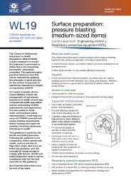 Surface preparation: pressure blasting (medium-sized items) - control approach: engineering control + respiratory protective equipment (RPE)