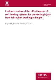 Evidence review of the effectiveness of soft landing systems for preventing injury from falls when working at height