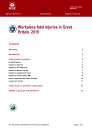 Workplace fatal injuries in Great Britain, 2019