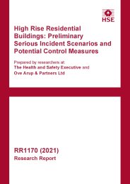 High rise residential buildings: preliminary serious incident scenarios and potential control measures