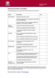 Thermal comfort checklist