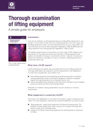 Thorough examination of lifting equipment. A simple guide for employers
