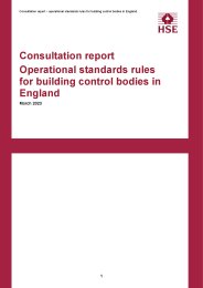 Consultation report. Operational standards rules for building control bodies in England