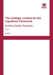 Strategic context for the regulatory framework. Building safety regulator. England. April 2023. Version 1