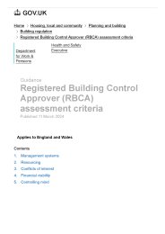 Registered building control approver (RBCA) assessment criteria