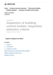 Inspection of building control bodies: inspection selection criteria