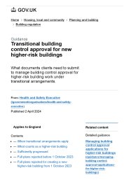 Transitional building control approval for new higher-risk buildings