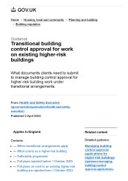 Transitional building control approval for work on existing higher-risk buildings