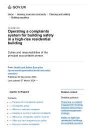 Operating a complaints system for building safety in a high-rise residential building
